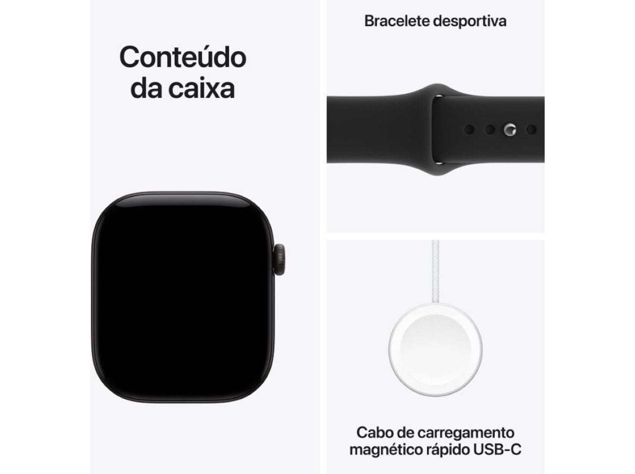 APPLE WATCH SERIES 12 46MM GPS BLACK ALUMINIO CASE COM SPORT BAND BLACK - M/L image number 2