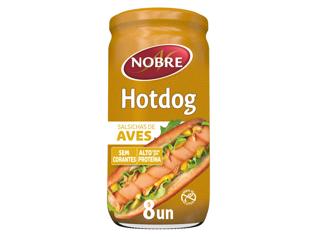 SALSICHAS AVES NOBRE HOT DOG FRASCO 8UN 650(420)G