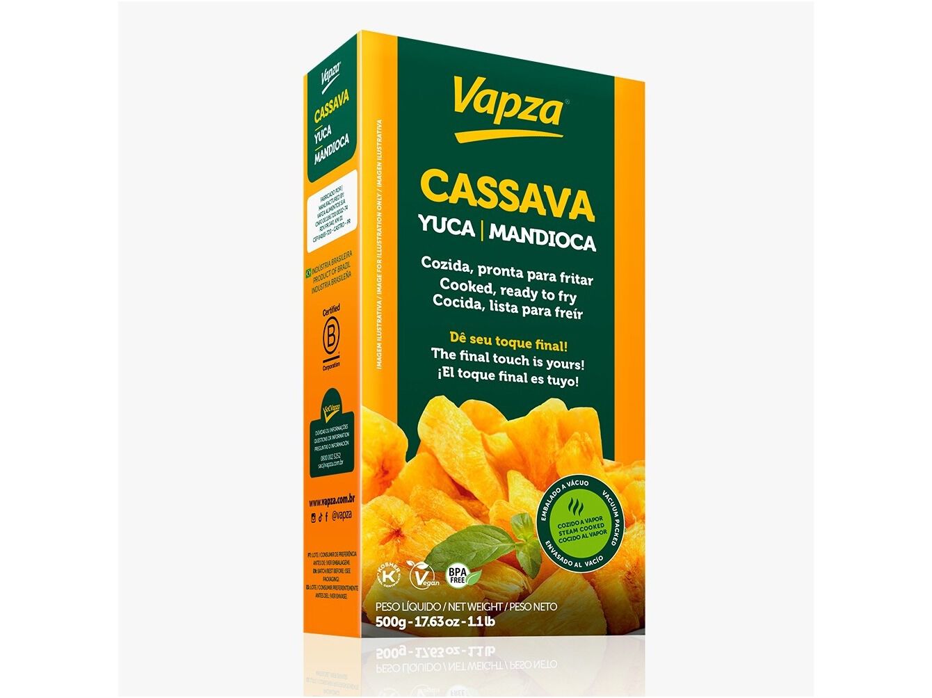 MANDIOCA COZIDA VAPZA PARA FRITAR 500G image number 1