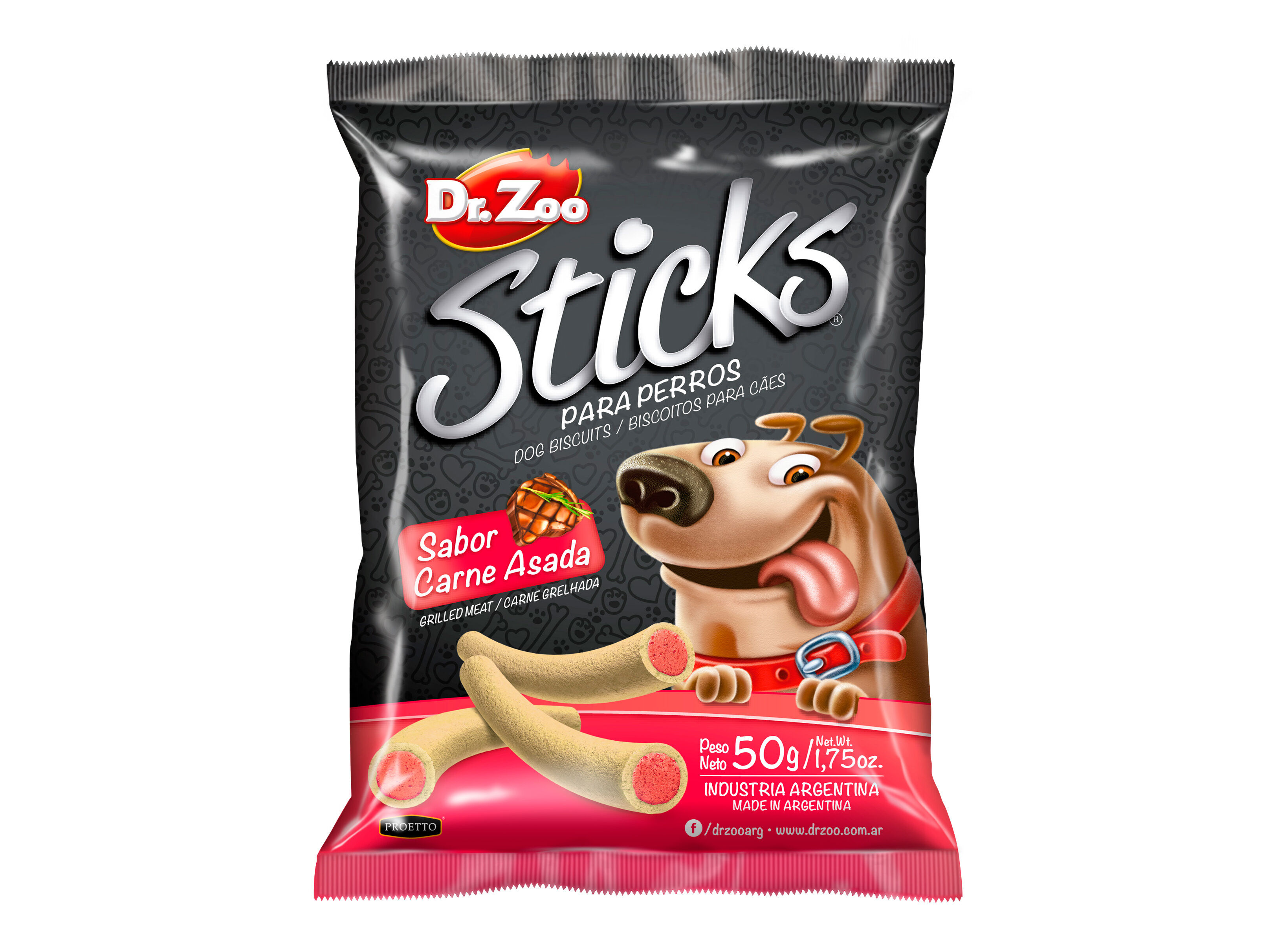 SNACK C&Atilde;O DR.ZOO STICKS CARNE GRELHADA 50G image number 0