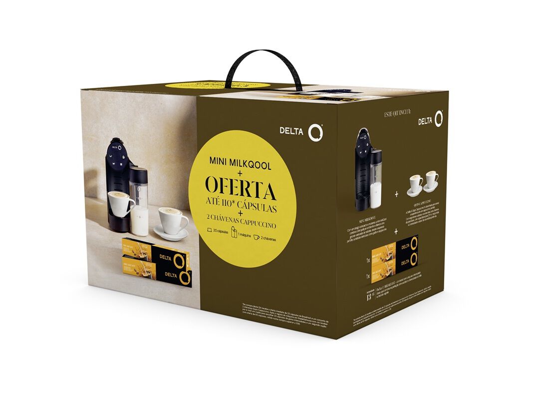 QIT M&Aacute;QUINA CAF&Eacute; EXPRESSO DELTA Q MINI MILKQOOL + 2 CHAVENAS + AT&Eacute; 110 C&Aacute;PSULAS image number 1
