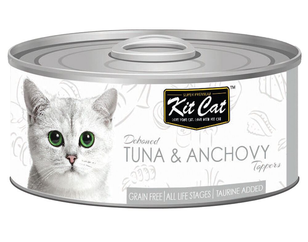 COMIDA H&Uacute;MIDA PARA GATO KITCAT COM ATUM E ANCHOVAS 80G