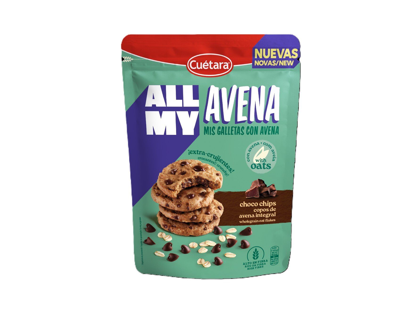 BOLACHAS CU&Eacute;TARA ALL MY CHOCO CHIPS 160G image number 0