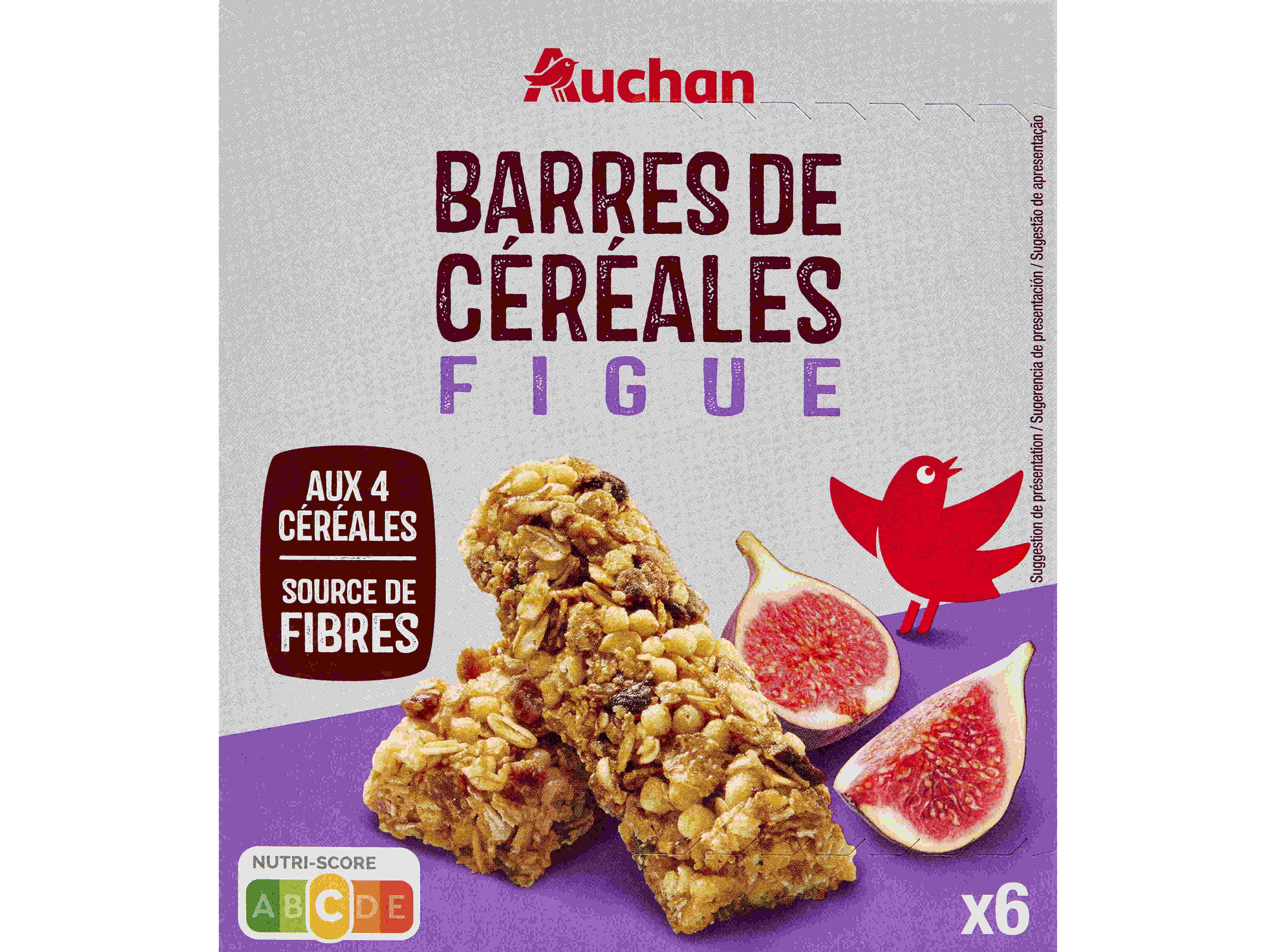 BARRAS AUCHAN CEREAIS FIGO 126G 6UN image number 0