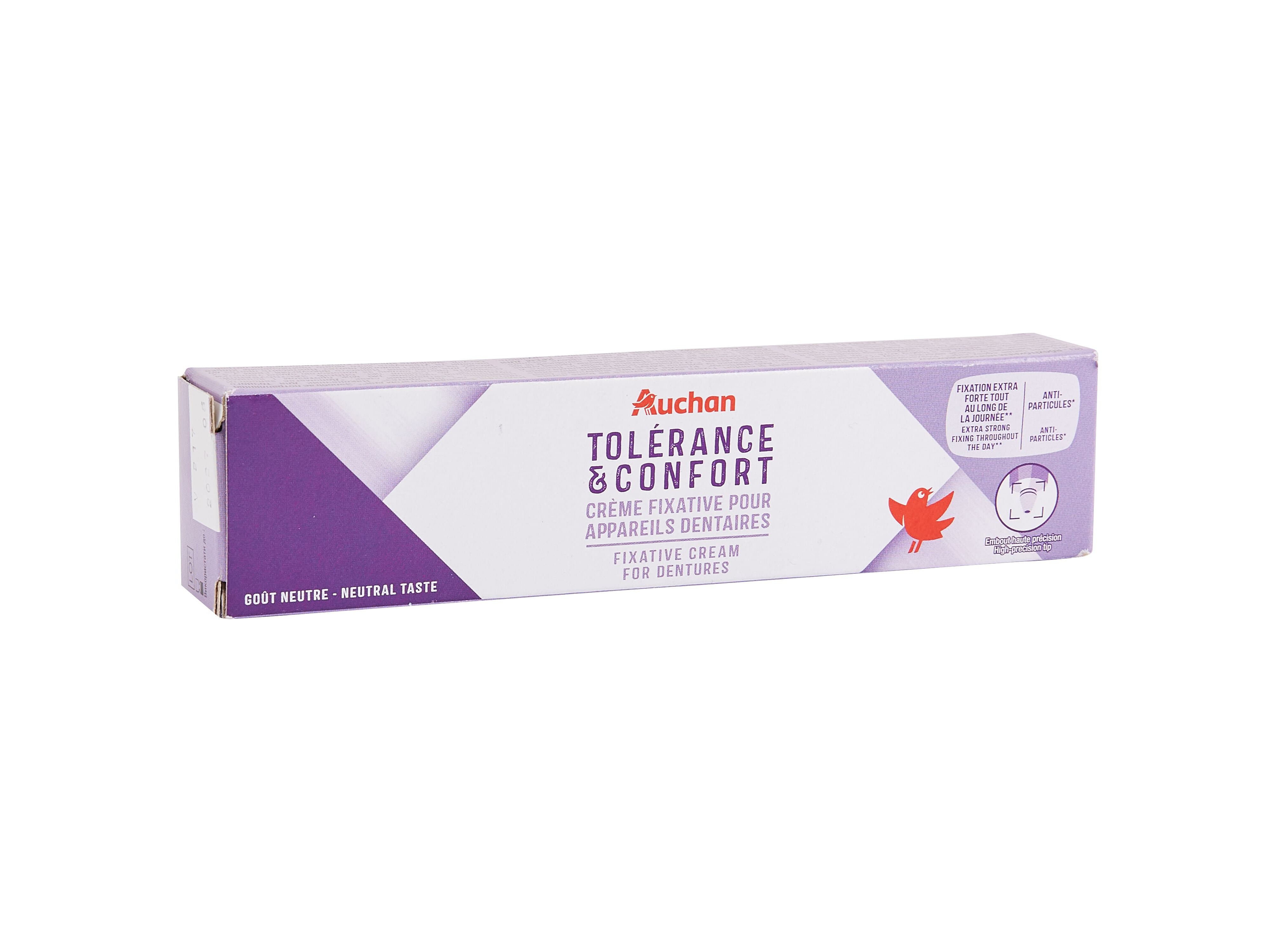 CREME AUCHAN FIXADOR PR&Oacute;TESE DENT&Aacute;RIA TOLER&Acirc;NCIA E CONFORTO 40G image number 1