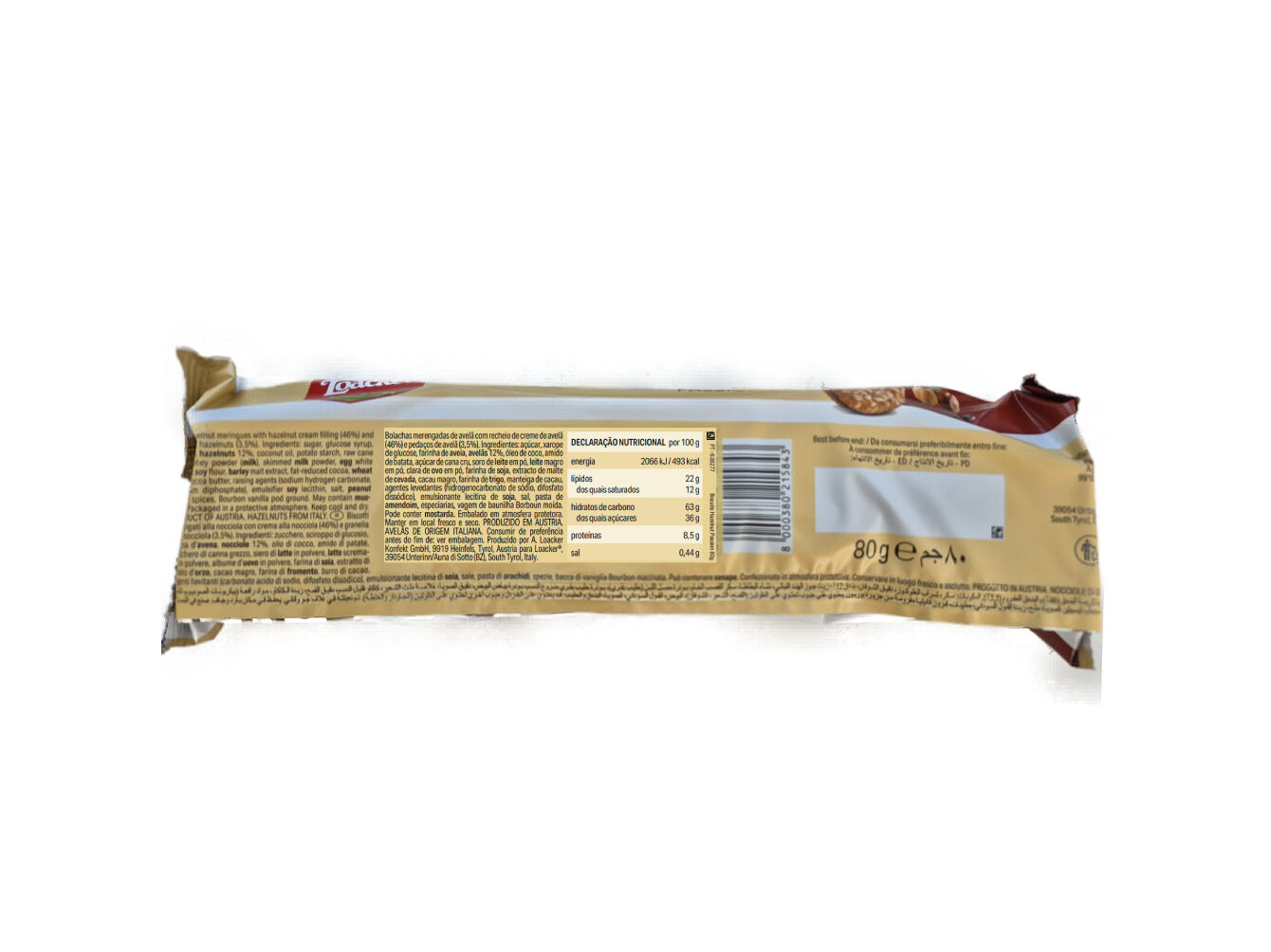 BOLACHAS RECHEADA LOACKER AVEL&Atilde; PASSION 80G image number 1