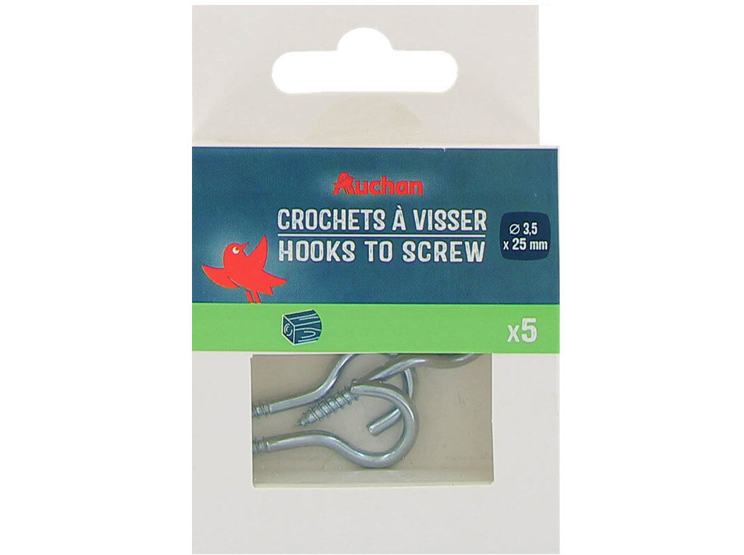 GANCHOS PARA APARAFUSAR AUCHAN 5 PE&Ccedil;AS 3.5X25MM image number 0