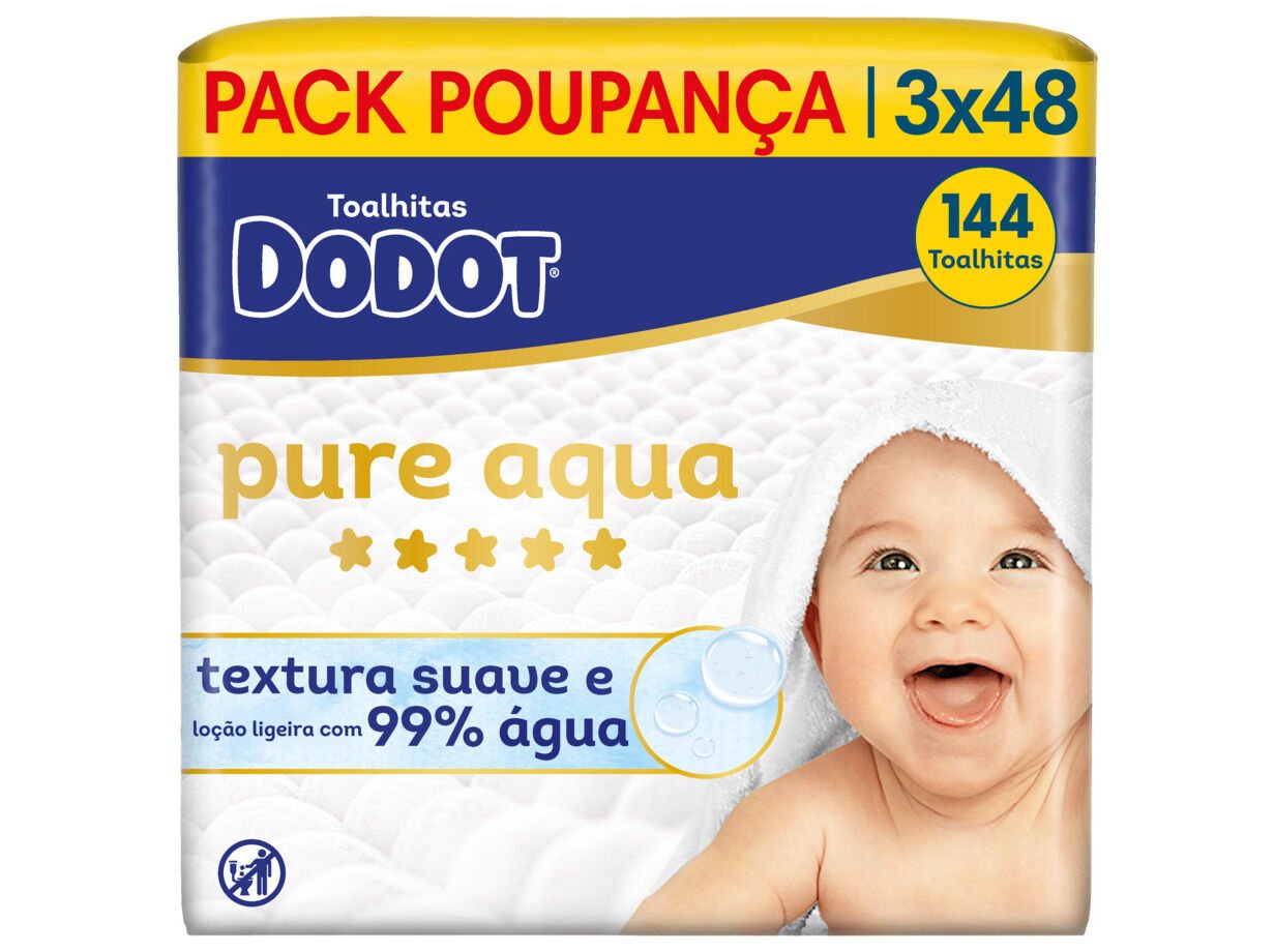 TOALHITAS BEB&Eacute; PURE AQUA DODOT (3X48 UN) 144 UN