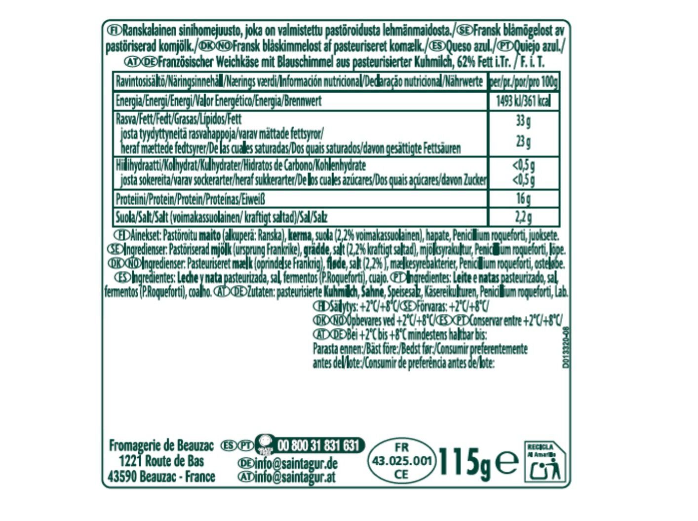 QUEIJO SAINT AGUR HAUTE FROMAGERIE 115G image number 1