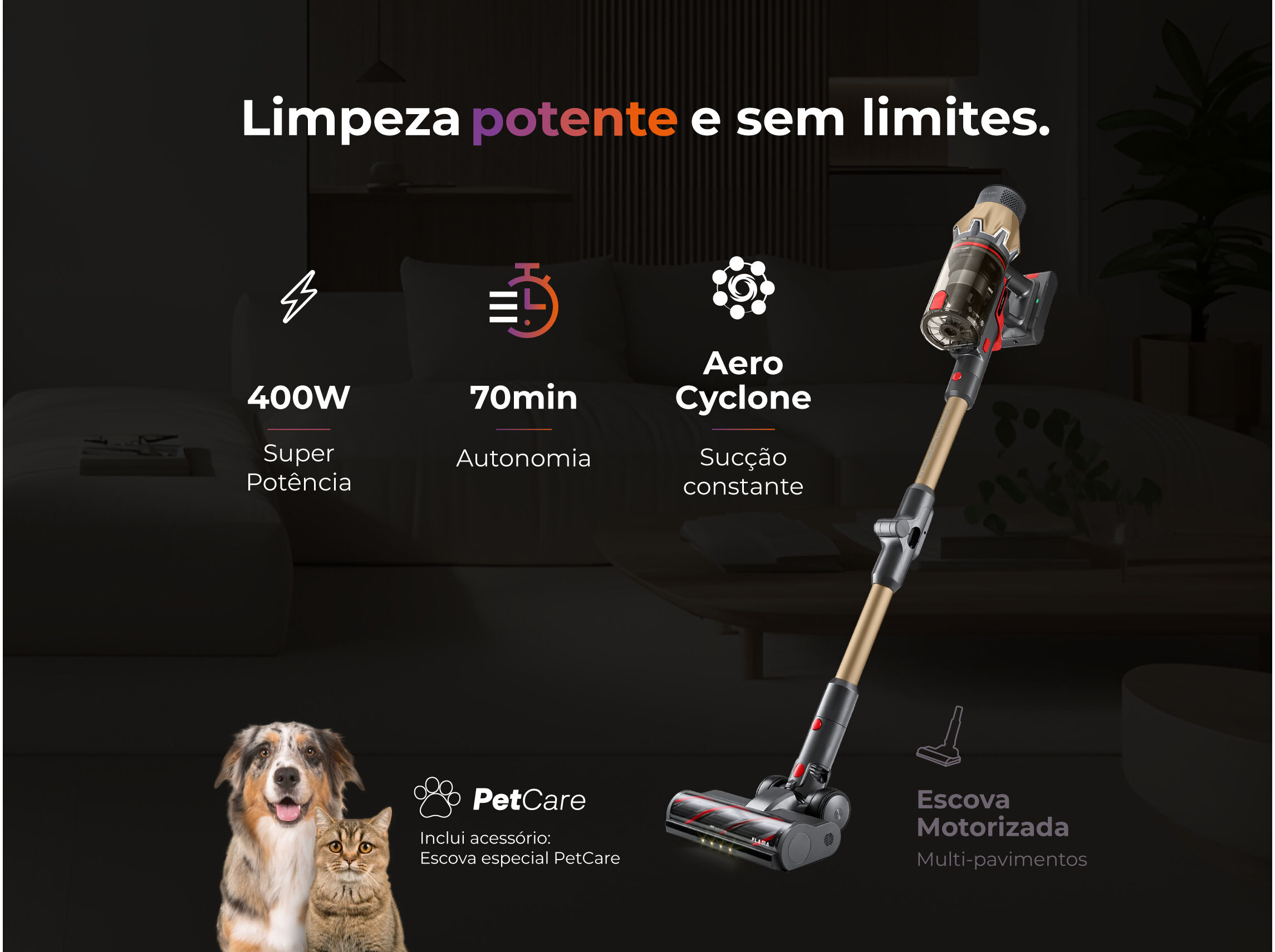 ASPIRADOR VERTICAL FLAMA 1650FL PUSH&CLEAN 70 image number 3
