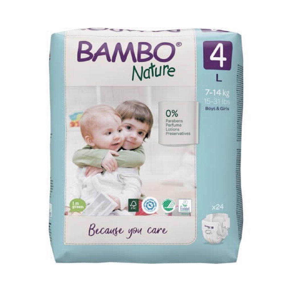 FRALDAS BAMBO NATURE 4 TAMANHO L 7-14KG 24UN