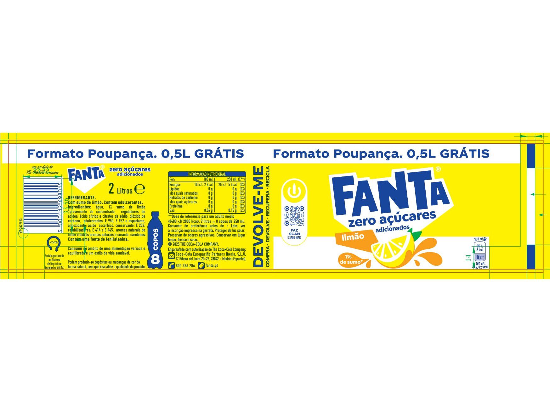 REFRIGERANTE C/G&Aacute;S FANTA ZERO LIM&Atilde;O 1.5L+0.5L GR&Aacute;TIS (SDR) image number 1