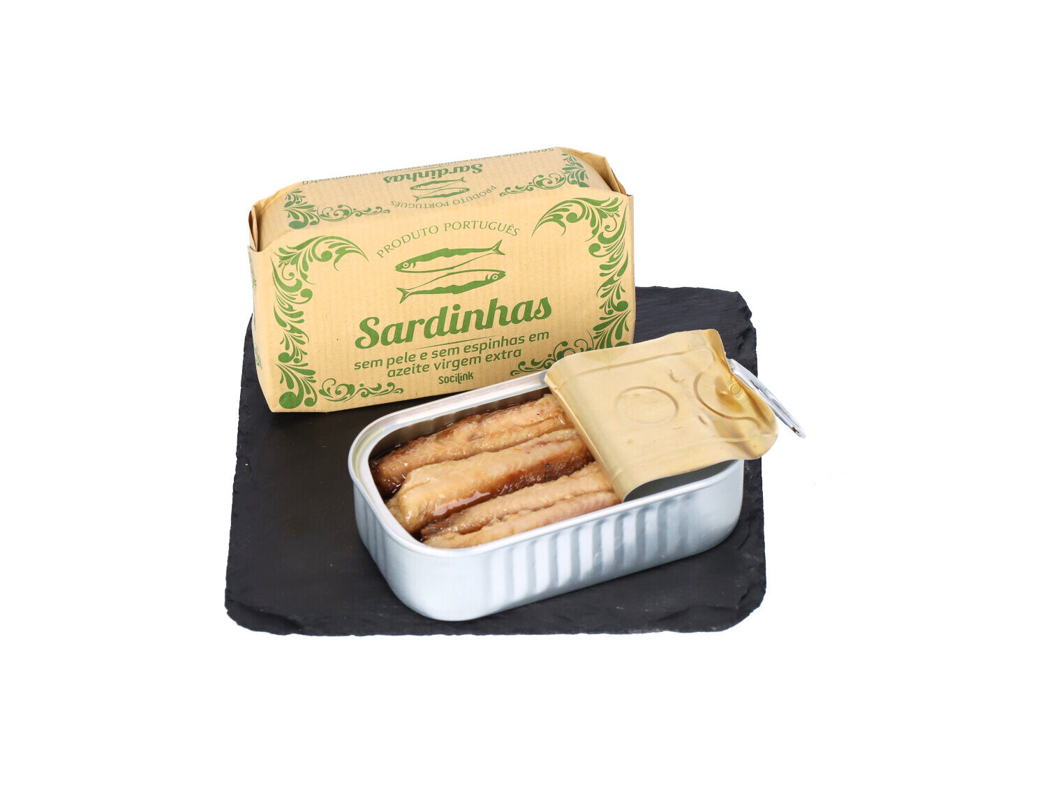 SARDINHAS SOCILINK SEM PELE E SEM ESPINHA EM AZEITE 125G