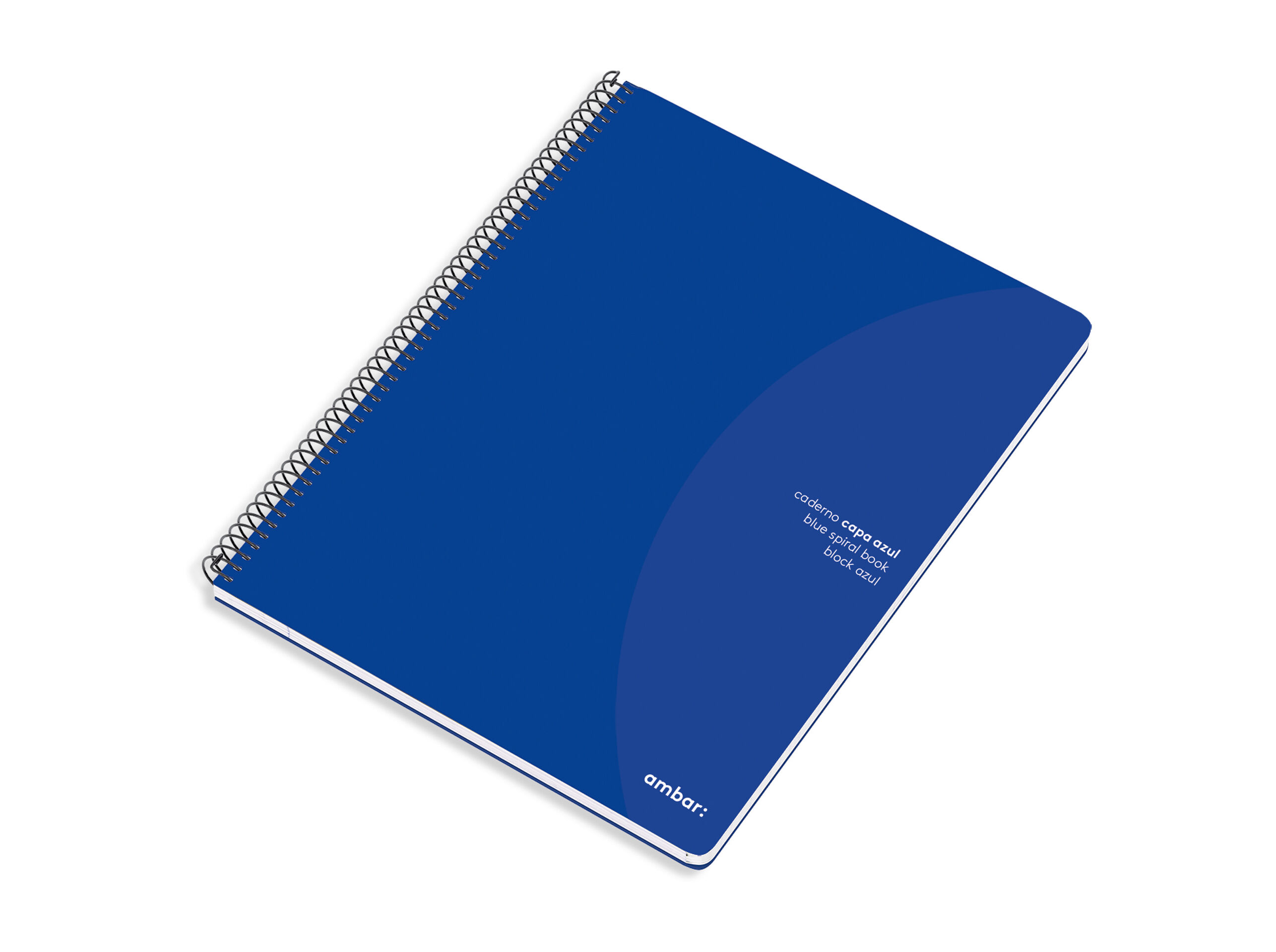CADERNO ESPIRAL A4 AMBAR CAPA AZUL LISO