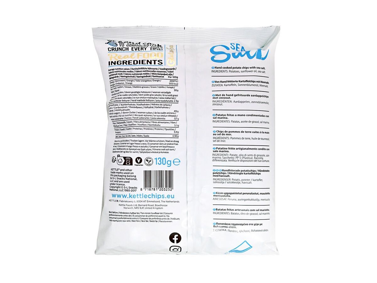 BATATAS FRITAS KETTLE SAL MARINHO 130G image number 1