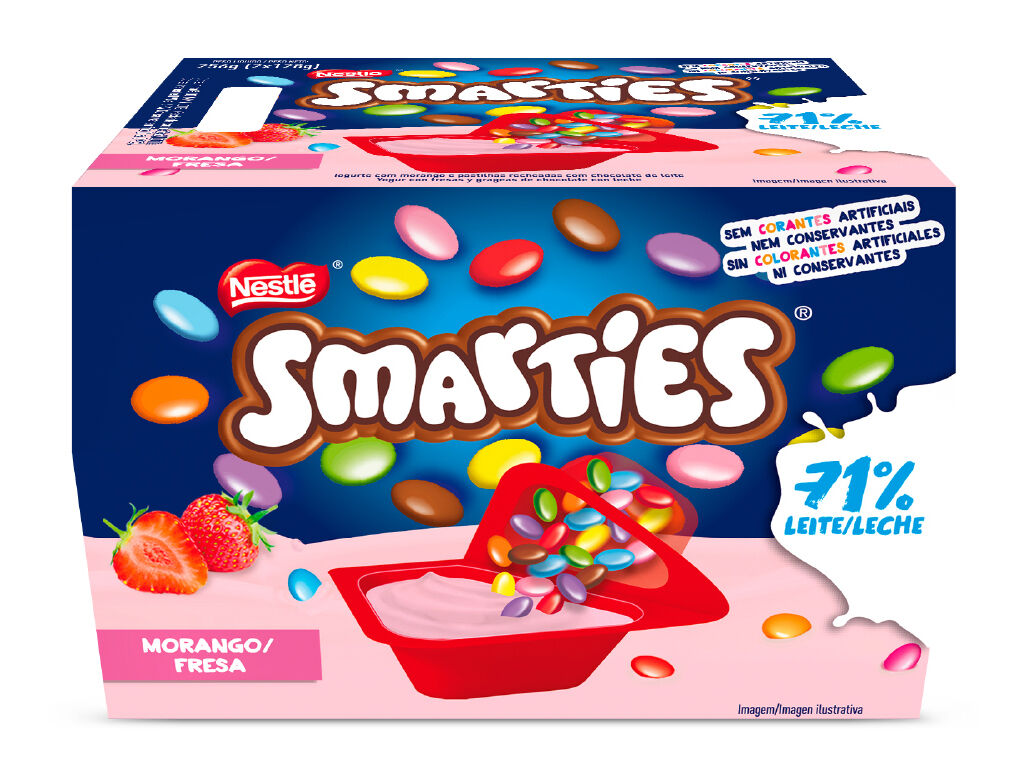 IOGURTE NESTL&Eacute; SMARTIES MORANGO 2X128G