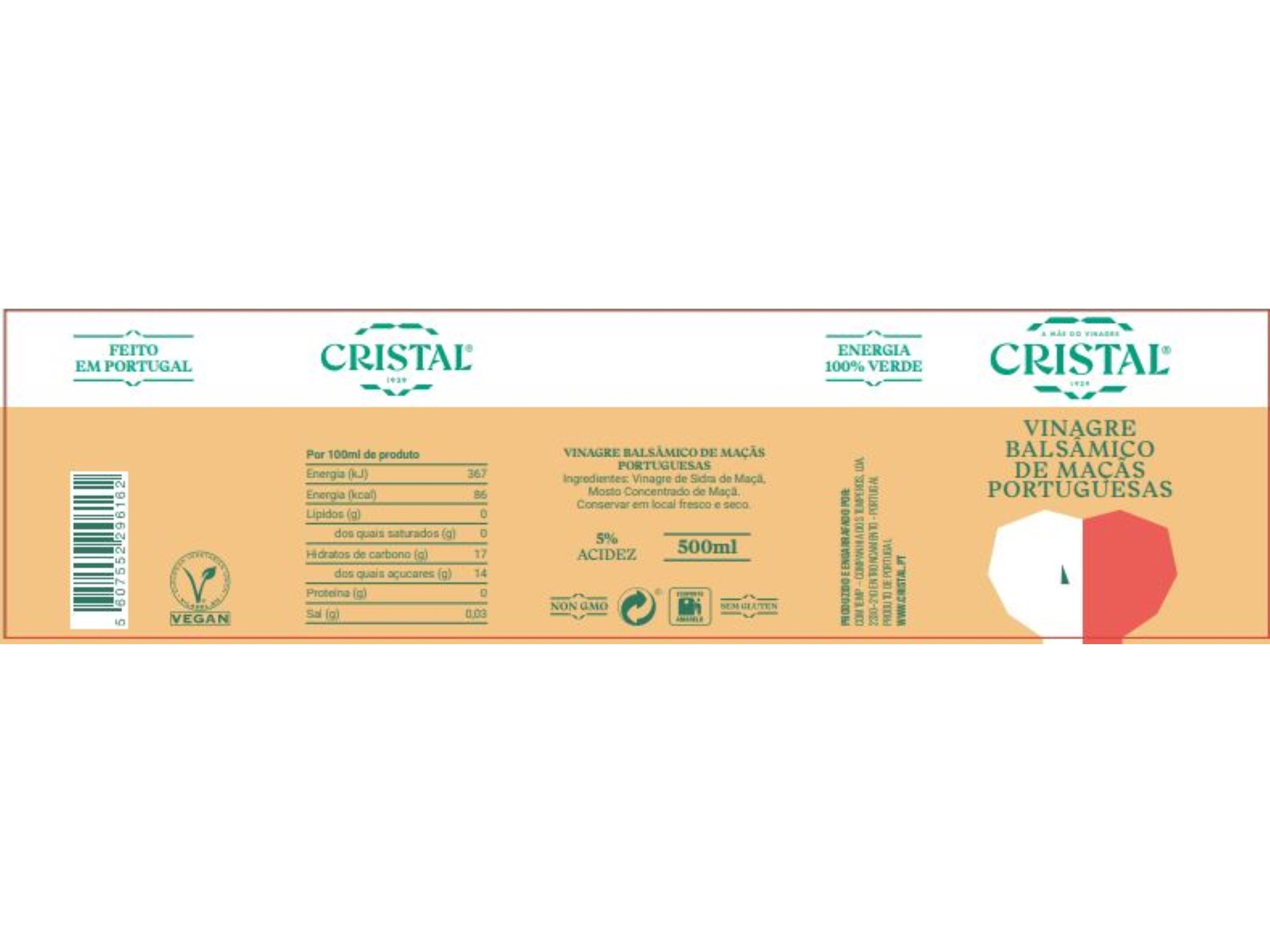 VINAGRE BALS&Acirc;MICO CRISTAL MA&Ccedil;&Atilde;S PORTUGUESAS 500ML image number 1