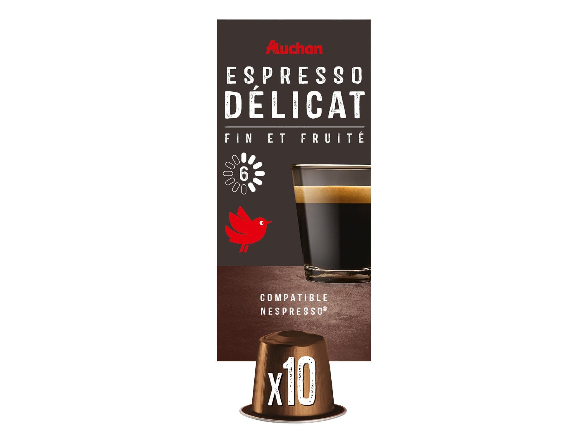 C&Aacute;PSULAS AUCHAN CAF&Eacute; NESPRESSO ALUMINIO EXPRESSO DELICATO 10UN