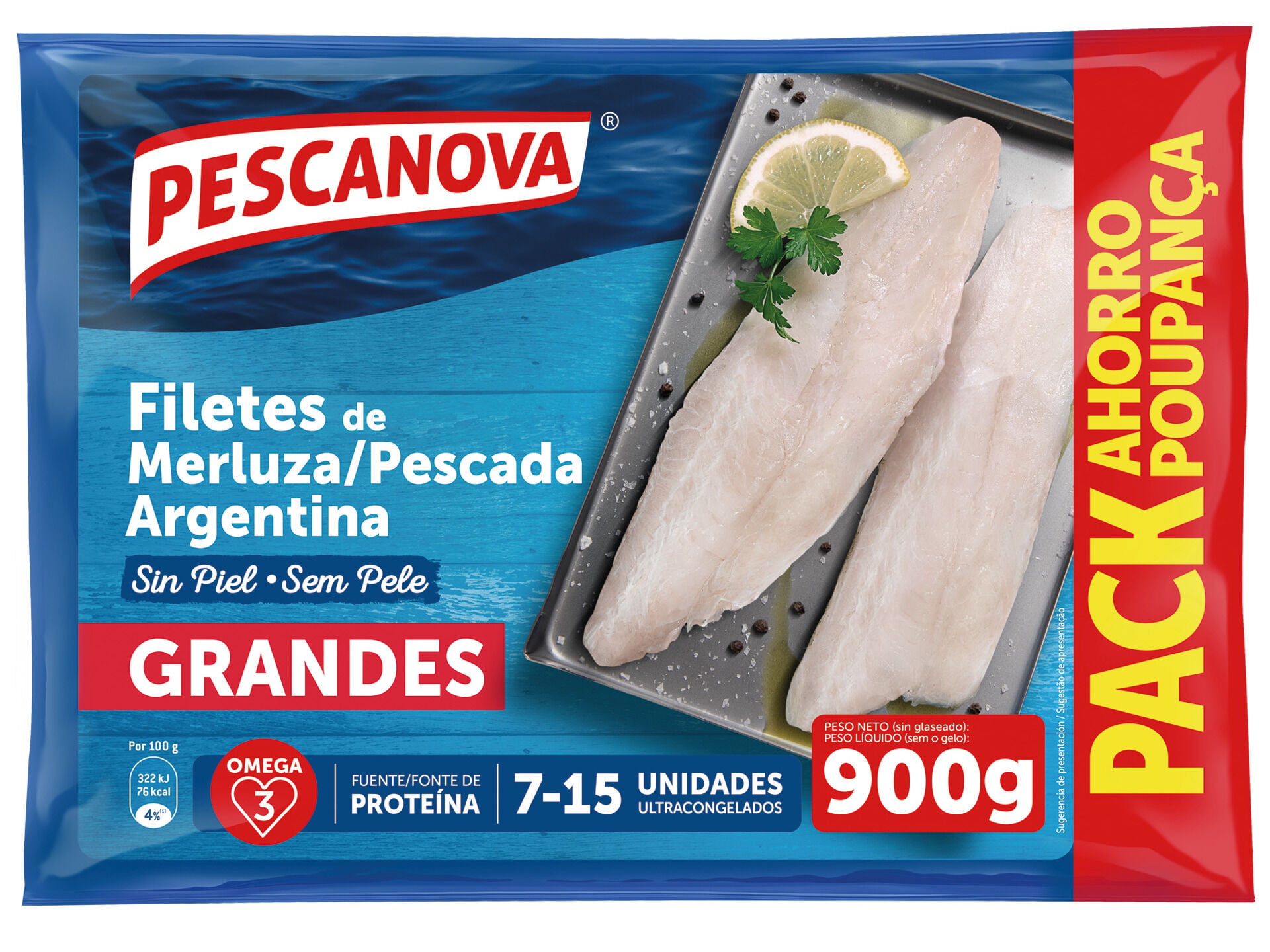 FILETES PESCADA PESCANOVA ARGENTINA SEM PELE 900G image number 0
