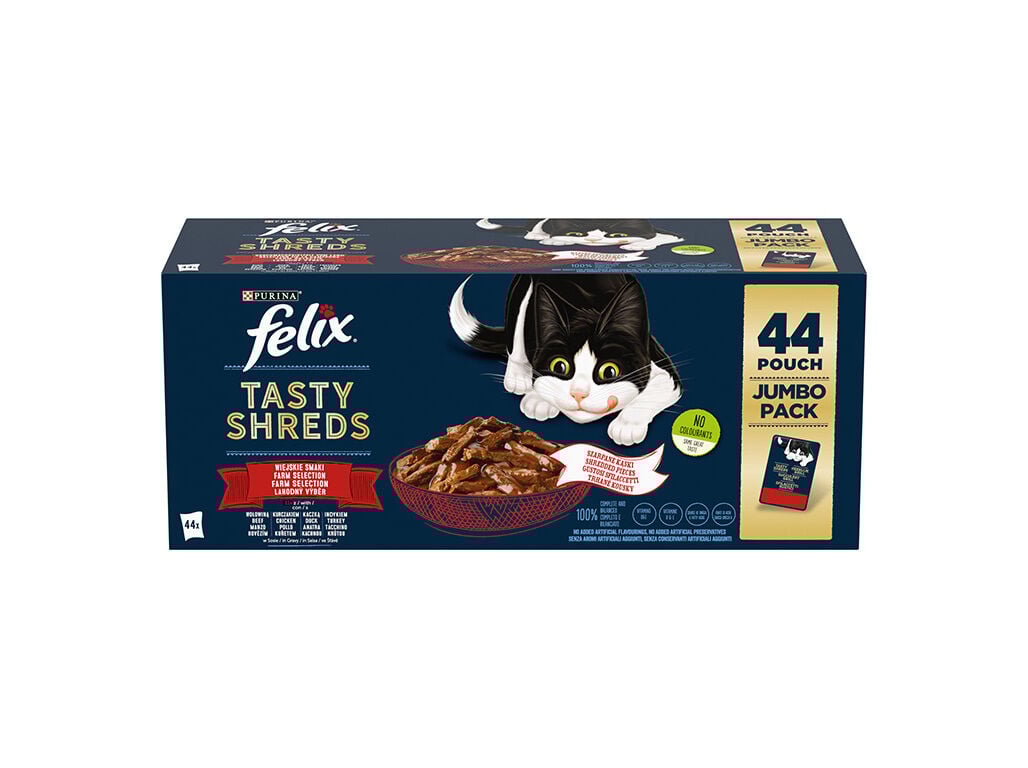 COMIDA H&Uacute;MIDA GATO FELIX TASTY SHREDS 44X85G image number 0