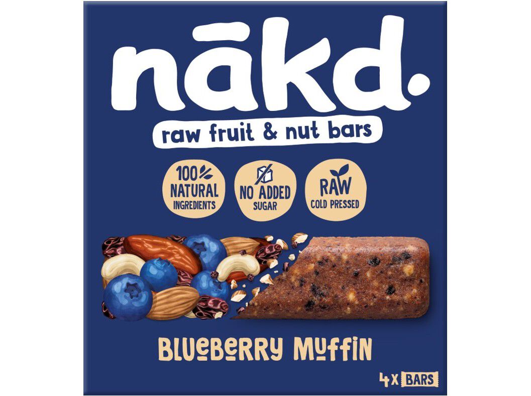 BARRAS NAKD CRUAS FRUTA MUFFIN E MIRTILO 4X35G