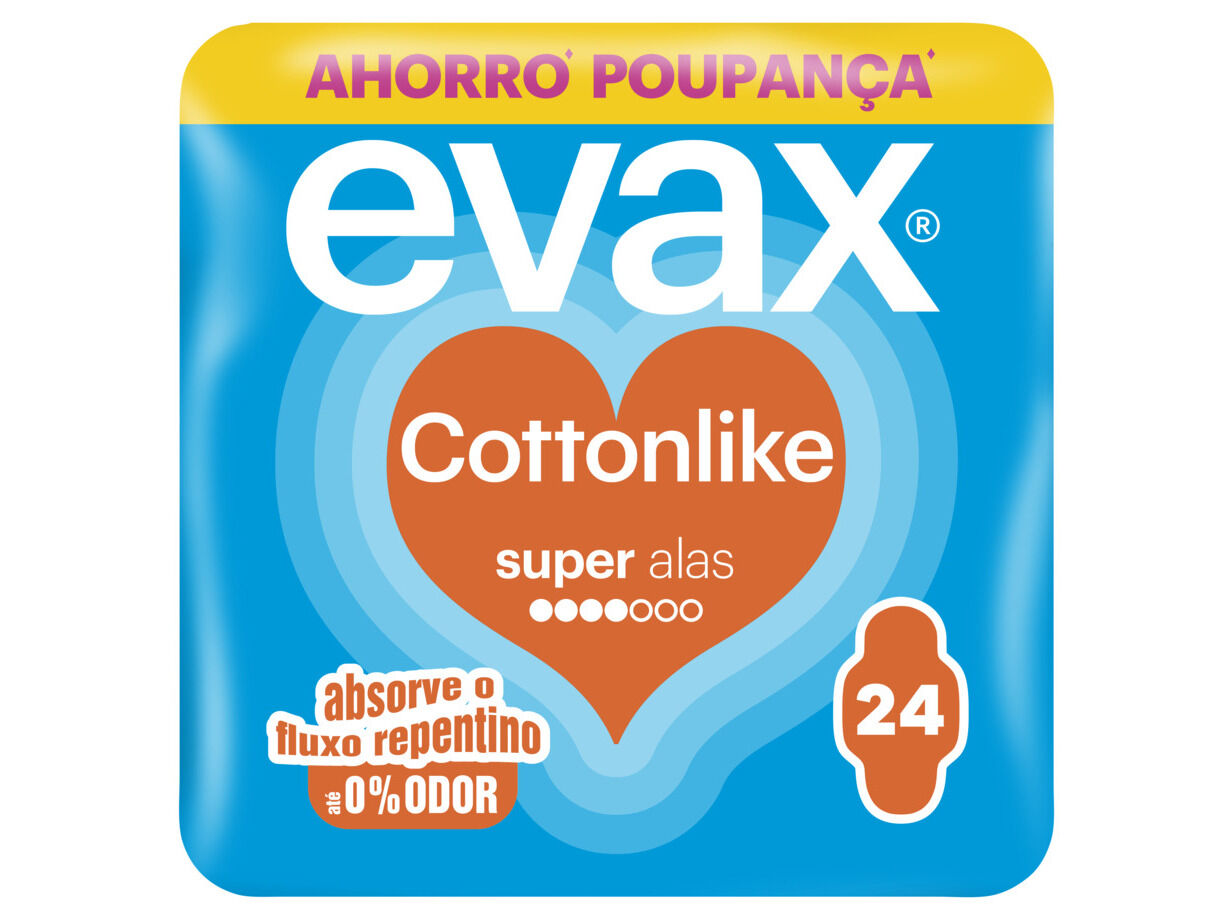 PENSOS HIGI&Eacute;NICOS COTTONLIKE SUPER COM ABAS EVAX 24 UN