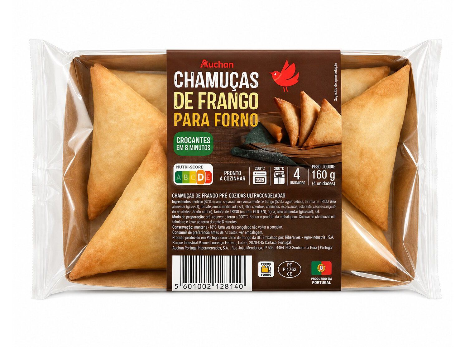 CHAMU&Ccedil;AS DE FRANGO AUCHAN PARA FORNO E AIR-FRYER 4UN 160G image number 0