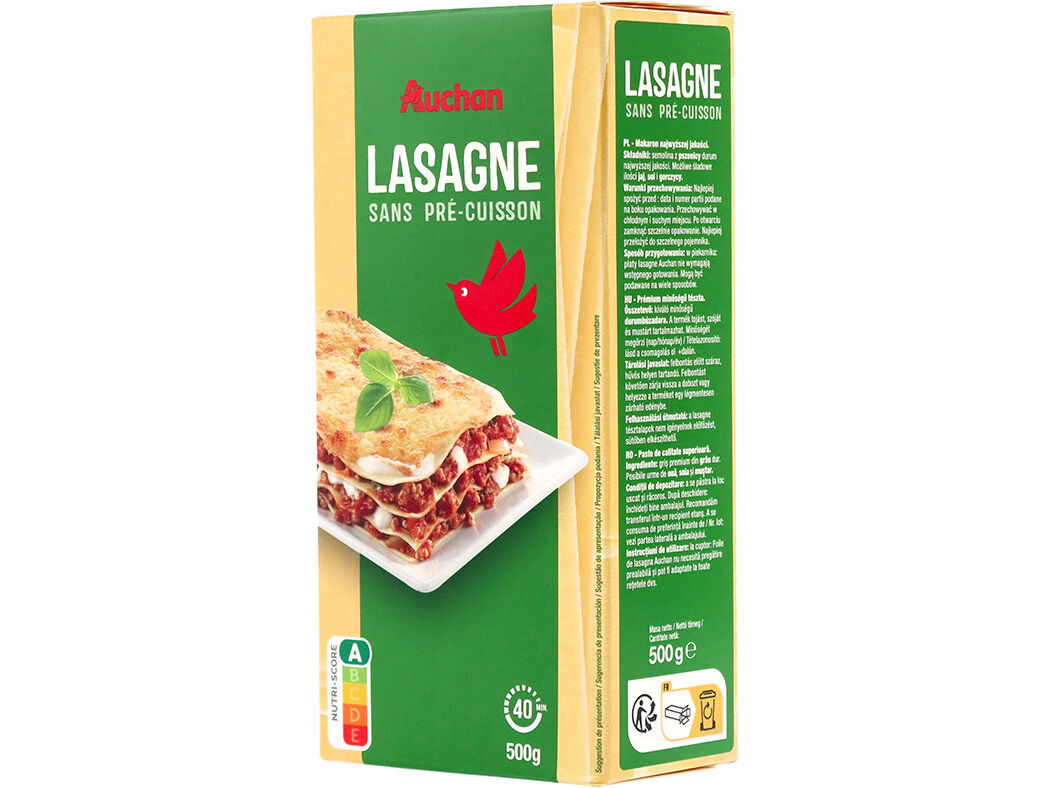 MASSA LASANHA AUCHAN 500G image number 1