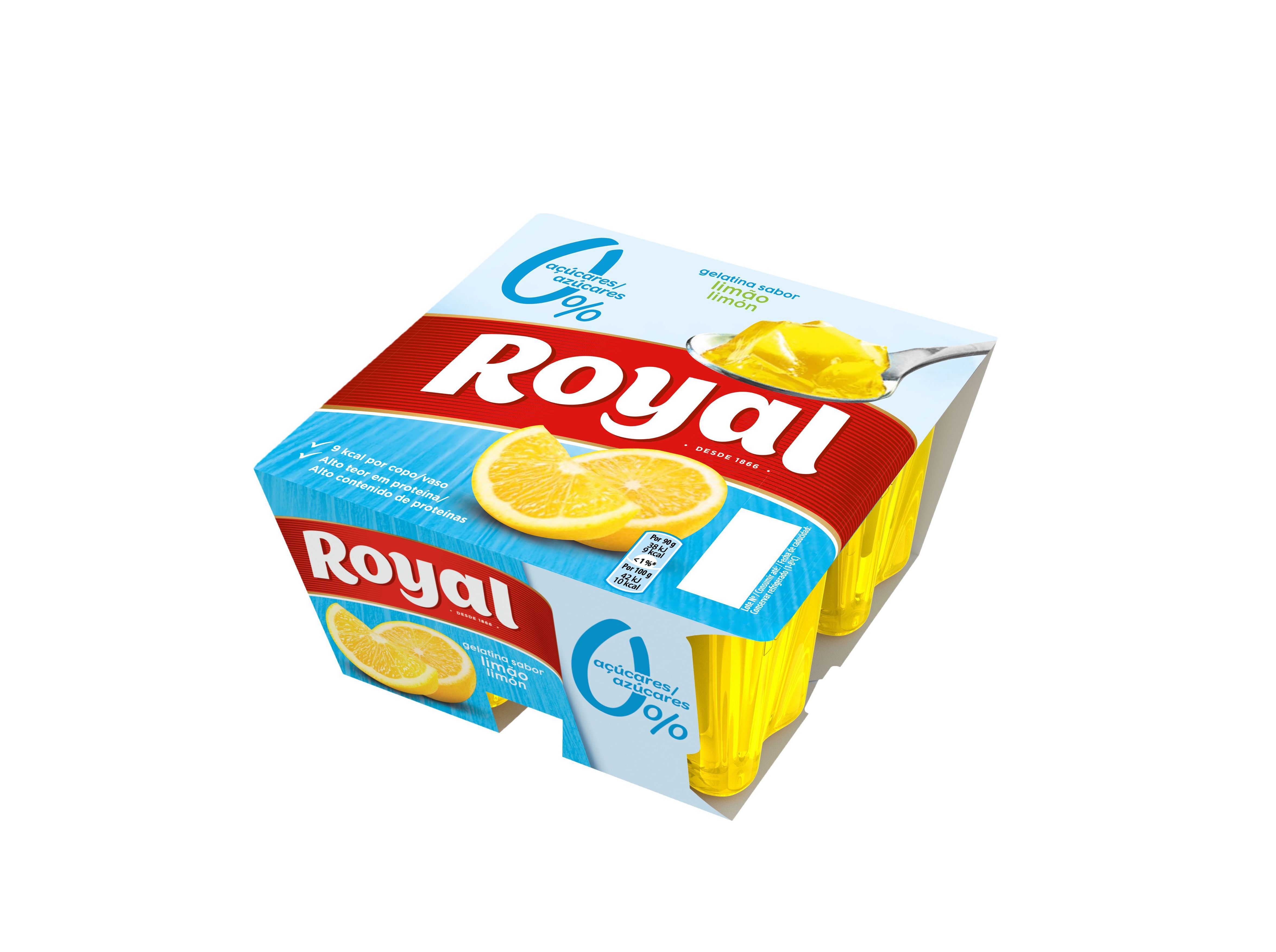 GELATINA ROYAL LIM&Atilde;O 0% DE A&Ccedil;&Uacute;CAR 4X90 G