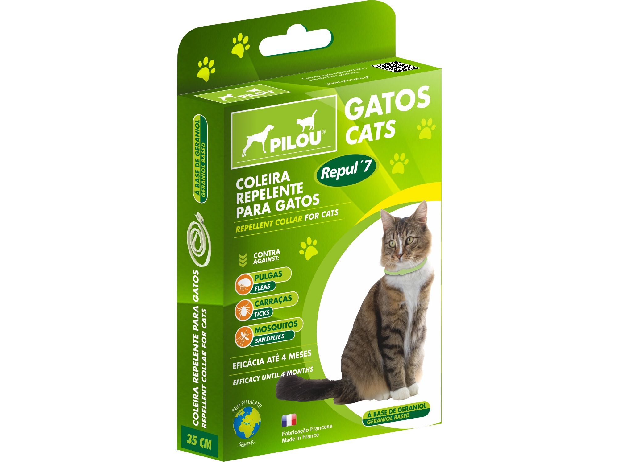COLEIRA REPELENTE GATO PILOU VERDE 35CM image number 0