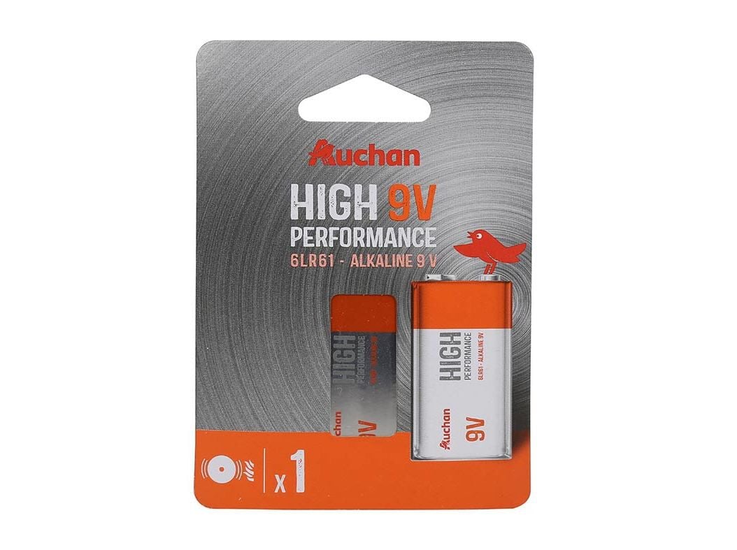 PILHA ALCALINA AUCHAN PREMIUM 9V 6LR61 image number 0