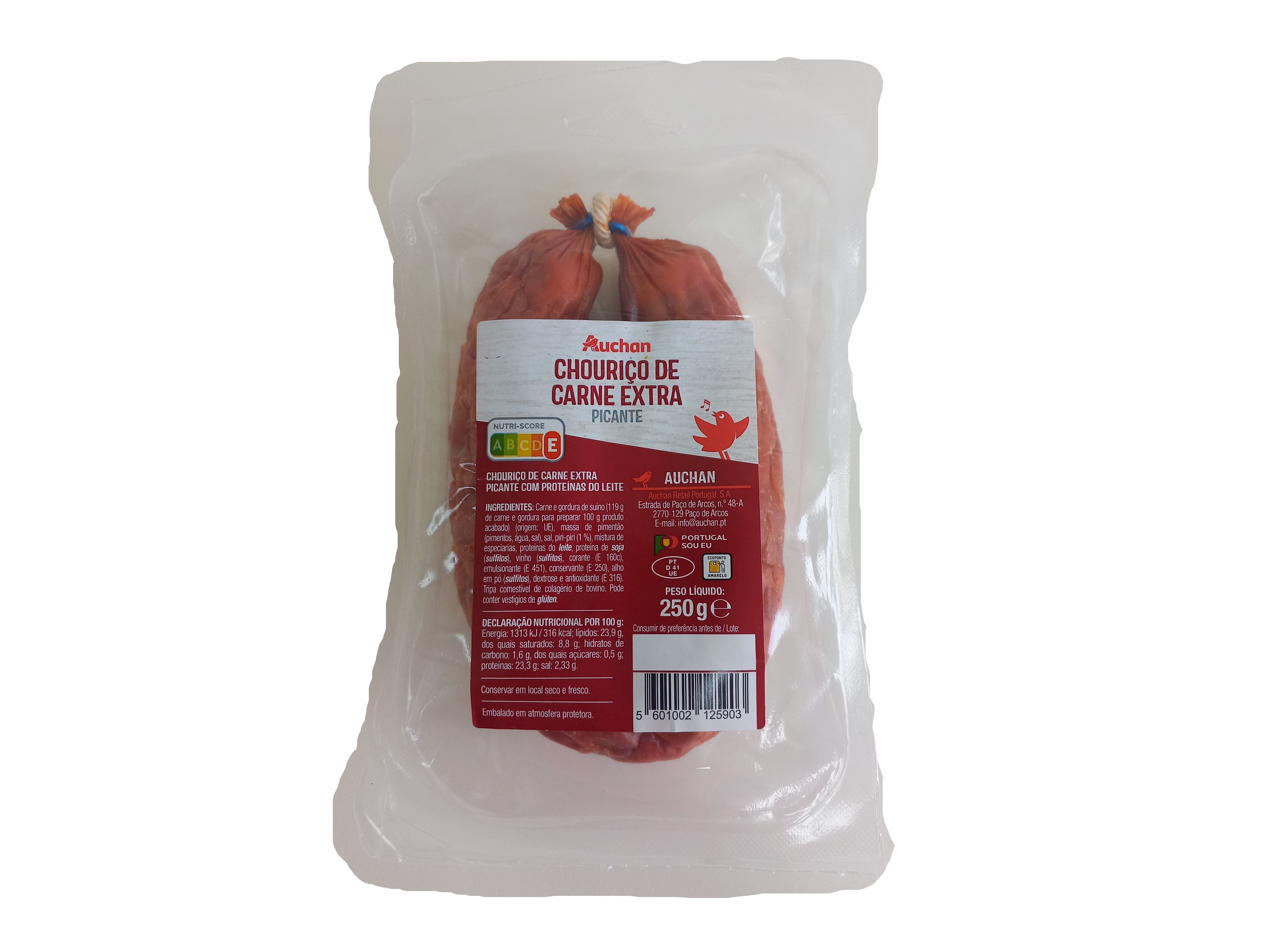 CHOURI&Ccedil;O CARNE EXTRA AUCHAN PICANTE 250G image number 1
