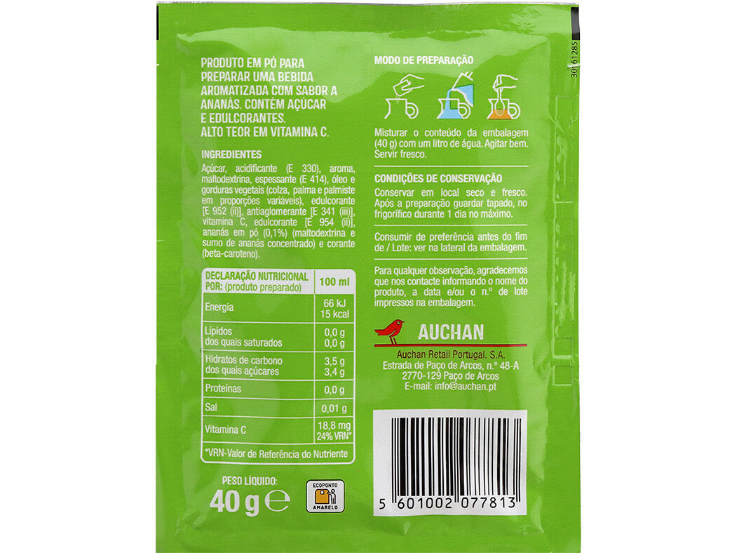 BEBIDA AUCHAN INSTANT&Acirc;NEA ANAN&Aacute;S 40G image number 1