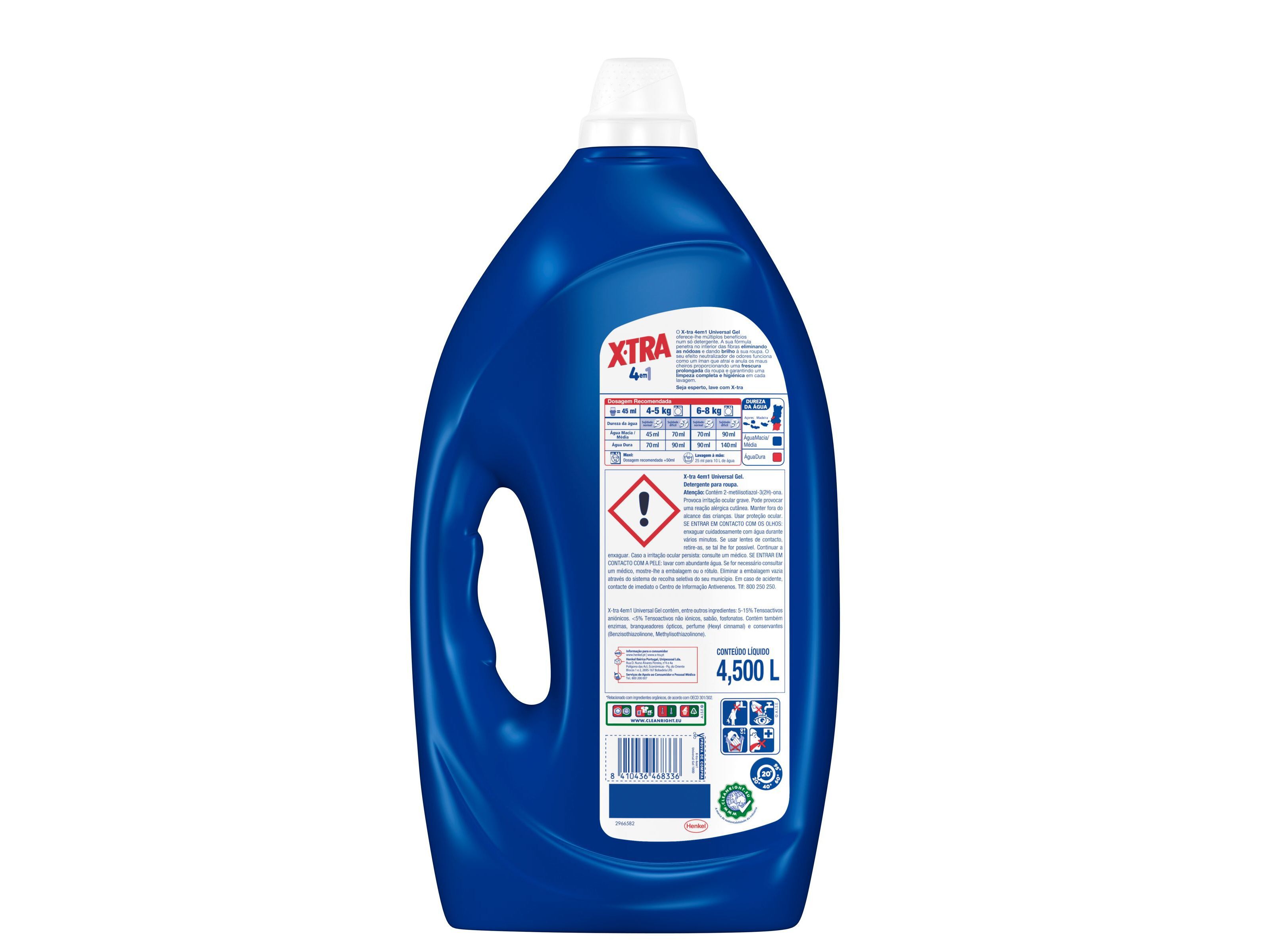 DETERGENTE ROUPA M&Aacute;QUINA LIQU&Iacute;DO X-TRA 4EM1 UNIVERSAL GEL 100DOSES image number 1