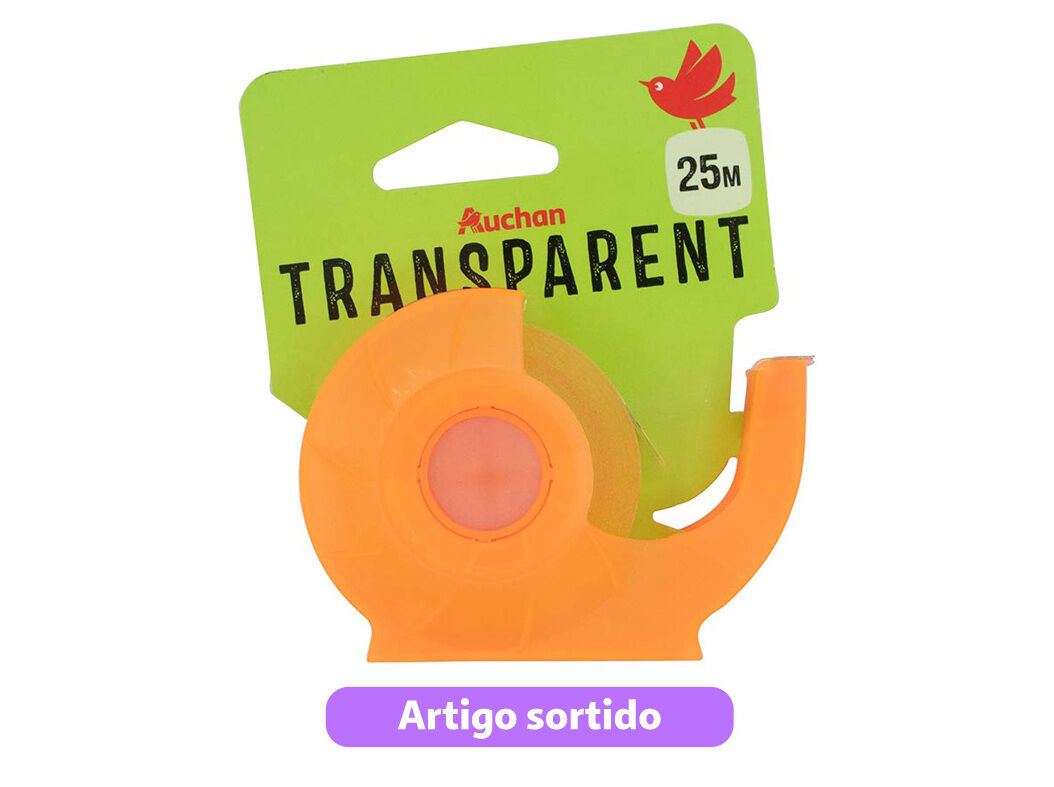 FITA COLA TRANSPARENTE AUCHAN COM DISPENSADOR 25M CORES SORTIDAS image number 3