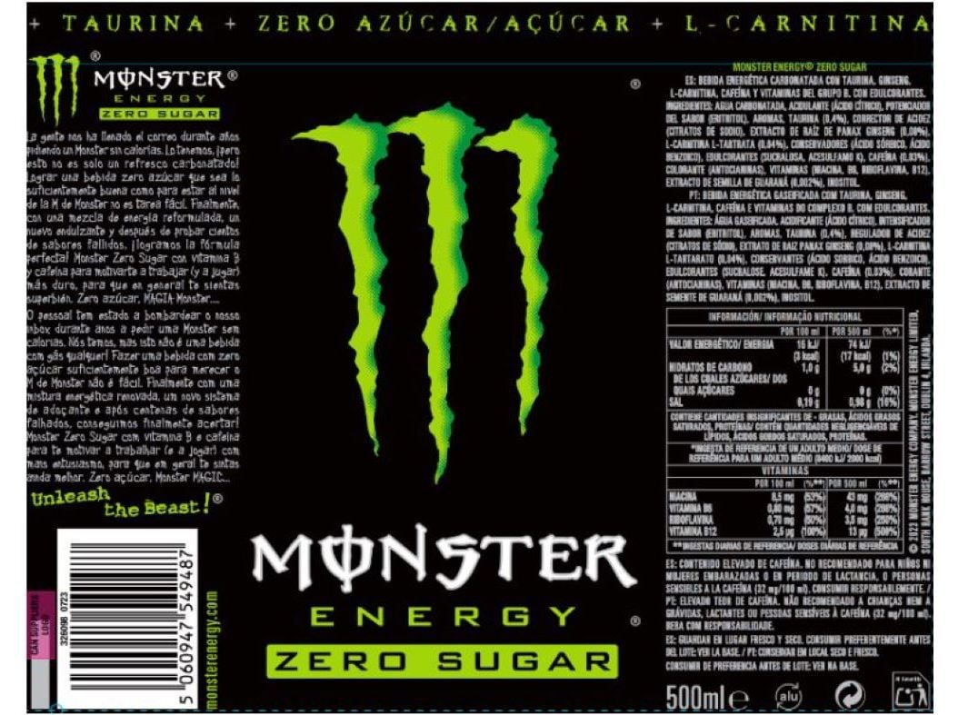 BEBIDA ENERGETICA MONSTER ZERO LATA 0.50L image number 2