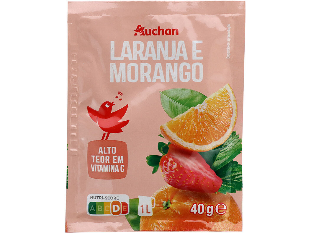BEBIDA AUCHAN INSTANT&Acirc;NEA LARANJA E MORANGO 40G