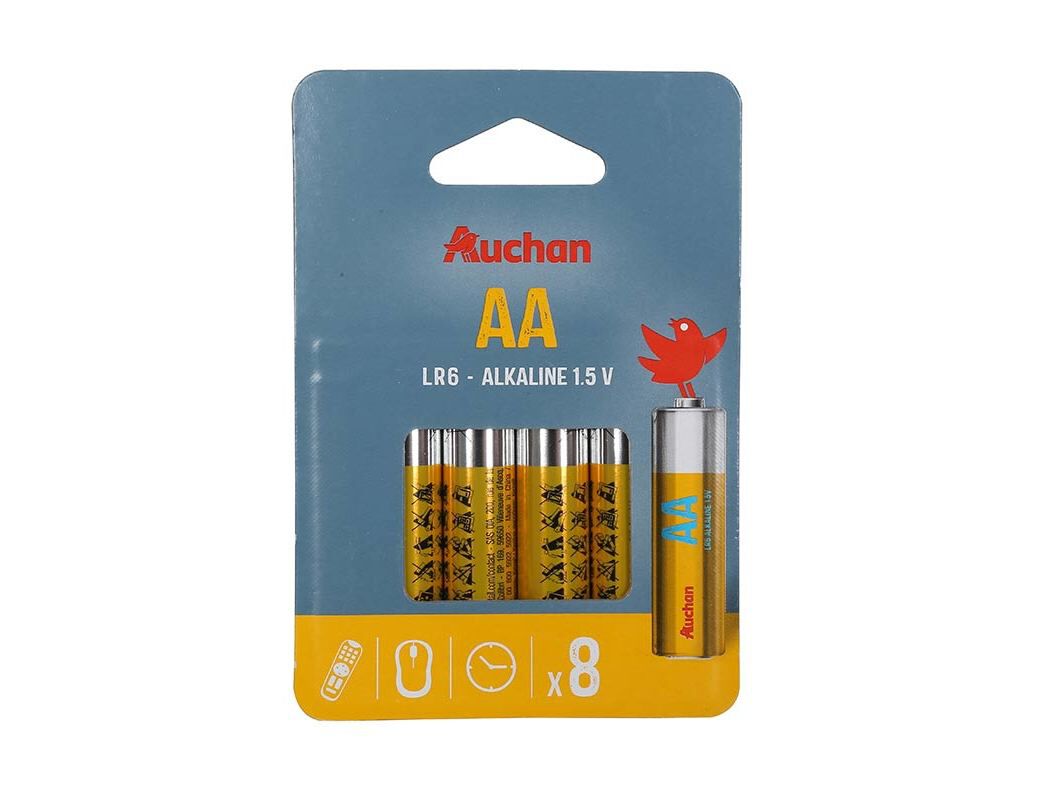 PACK 8 PILHAS ALCALINA AUCHAN STANDARD AA LR06 image number 0
