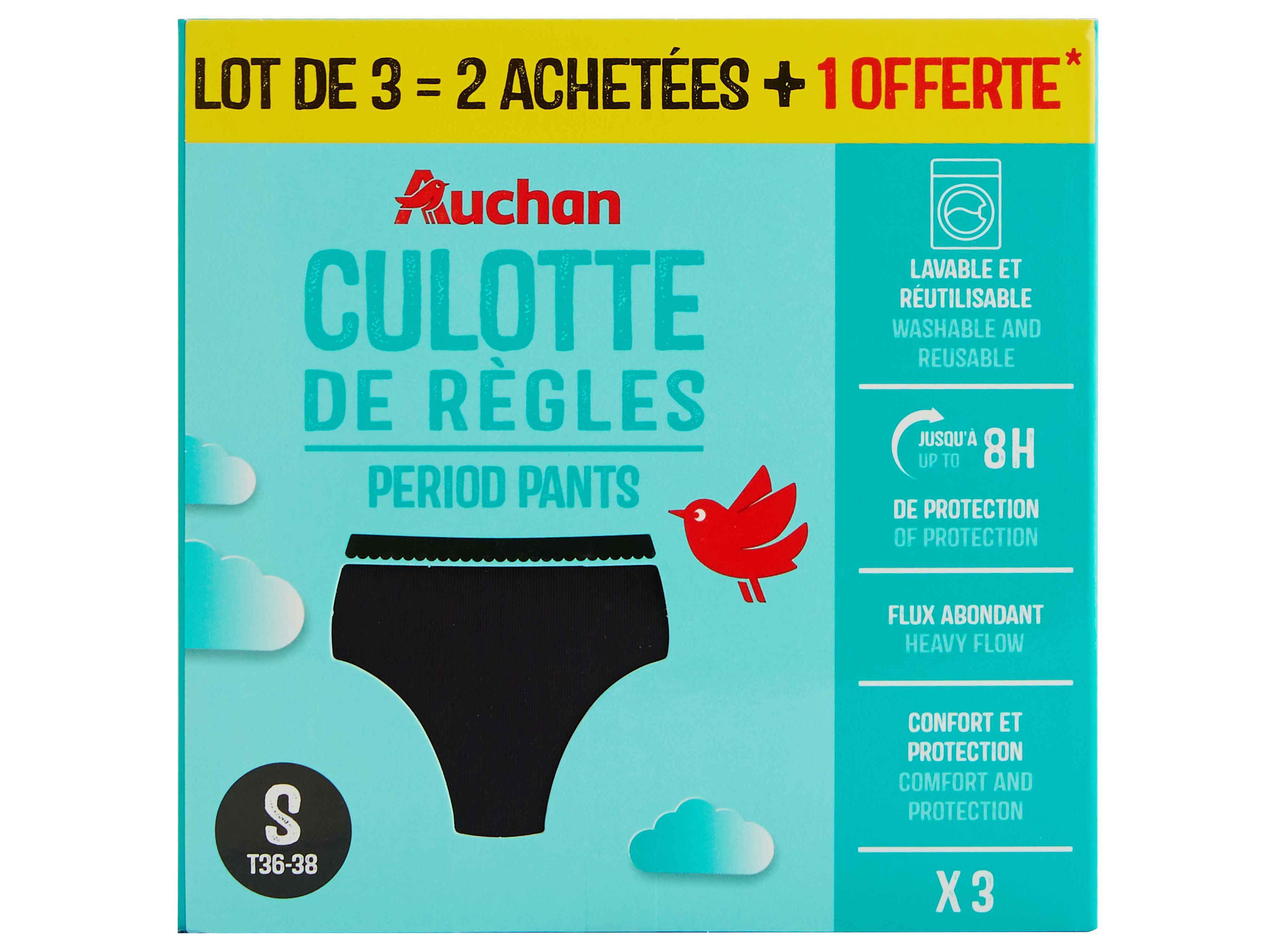 CUECAS MENSTRUAIS AUCHAN PRETO FLUXO ABUNDANTE S 3UN image number 0