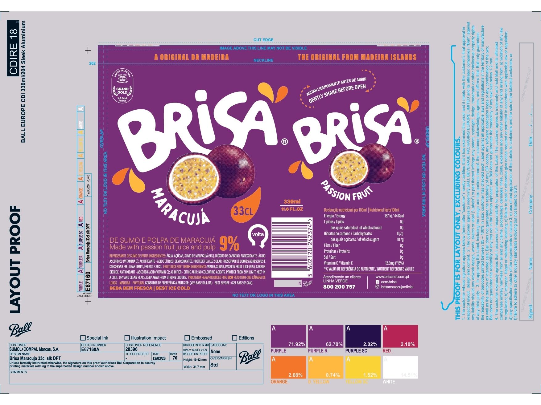REFRIGERANTES COM G&Aacute;S BRISA MARACUJ&Aacute; LATA 0.33L (SDR) image number 1