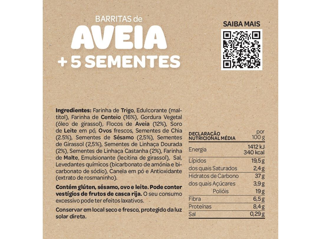 BARRITA DE AVEIA SALUTEM 5 SEMENTES 80G image number 1