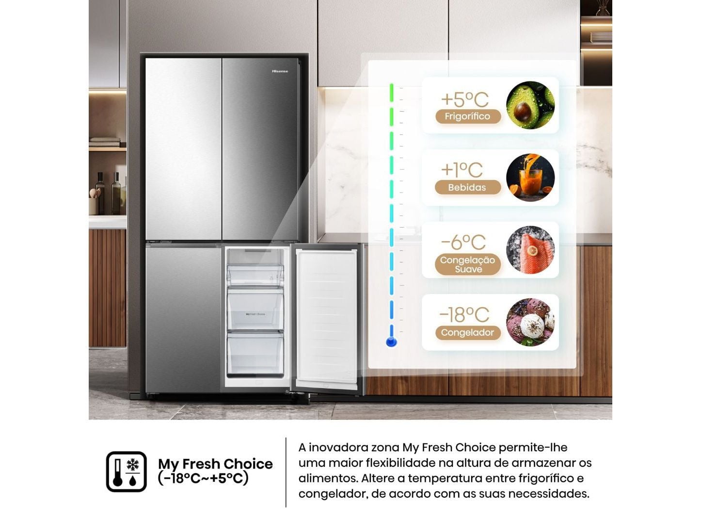 FRIGOR&Iacute;FICO AMERICANO HISENSE RQ5P470SEIE (NO FROST E 178.5CM 483L CINZENTO) image number 4