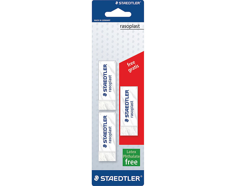 BORRACHA RASOPLAST STAEDTLER BRANCO 2+1 UNIDADES image number 0