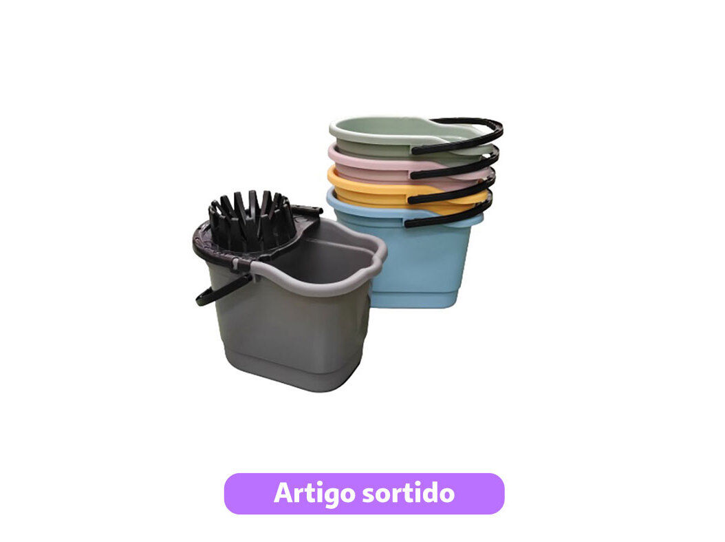 BALDE COM ESPREMEDOR E RODAS 15L CORES SORTIDAS