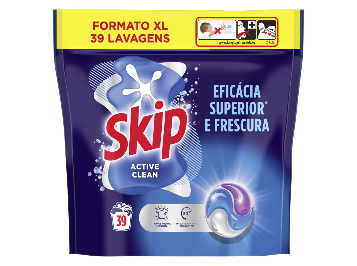 C&Aacute;PSULAS DET. ROUPA M&Aacute;Q SKIP ACTIVE CLEAN 39D