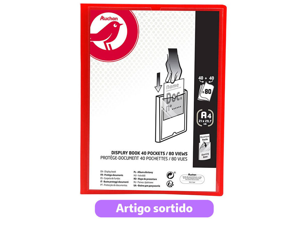 PORTF&Oacute;LIO AUCHAN A4 40+40 BOLSAS CORES SORTIDAS image number 6