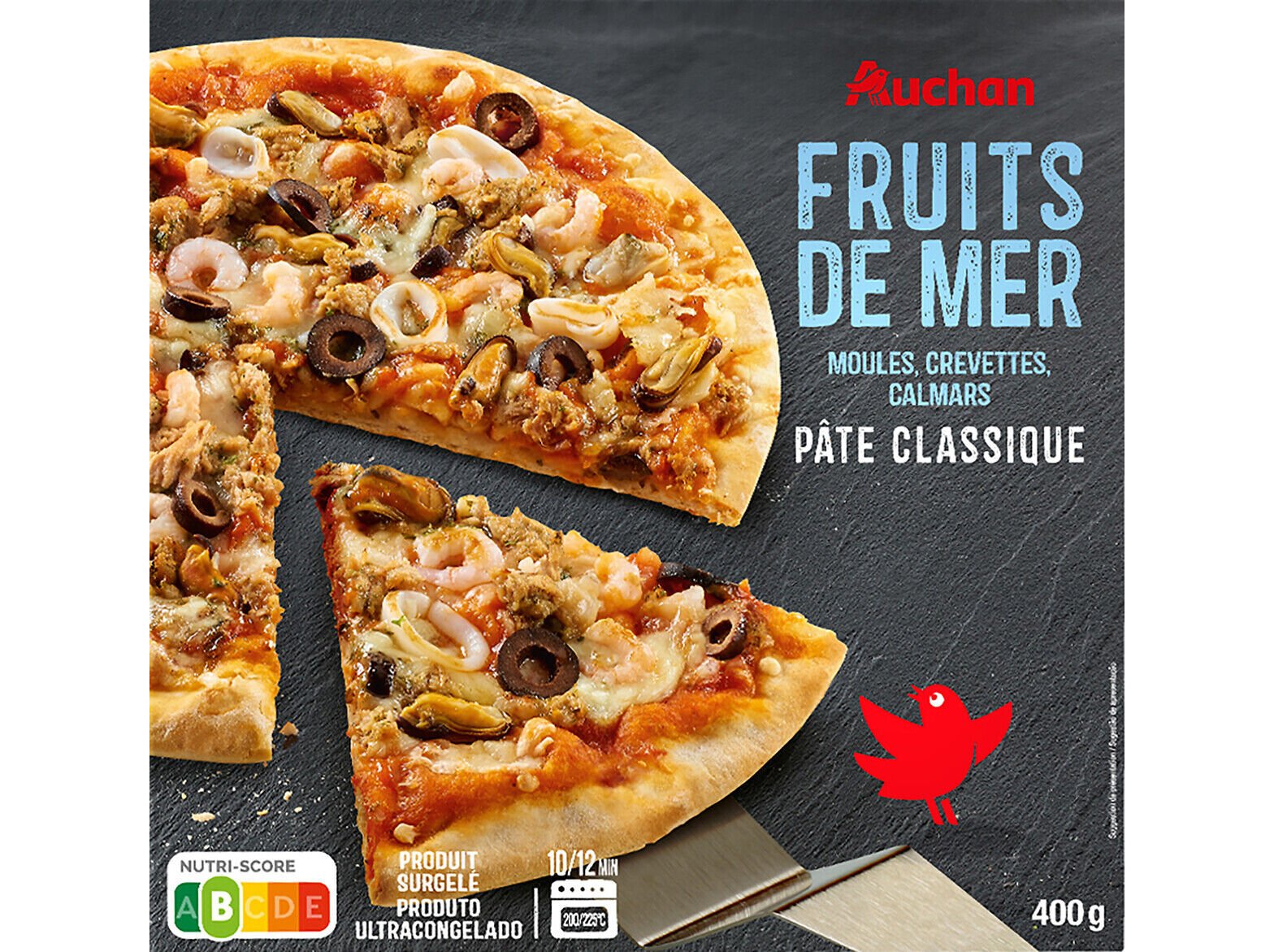 PIZZA AUCHAN MASSA CL&Aacute;SSICA FRUTOS DO MAR 400G image number 0