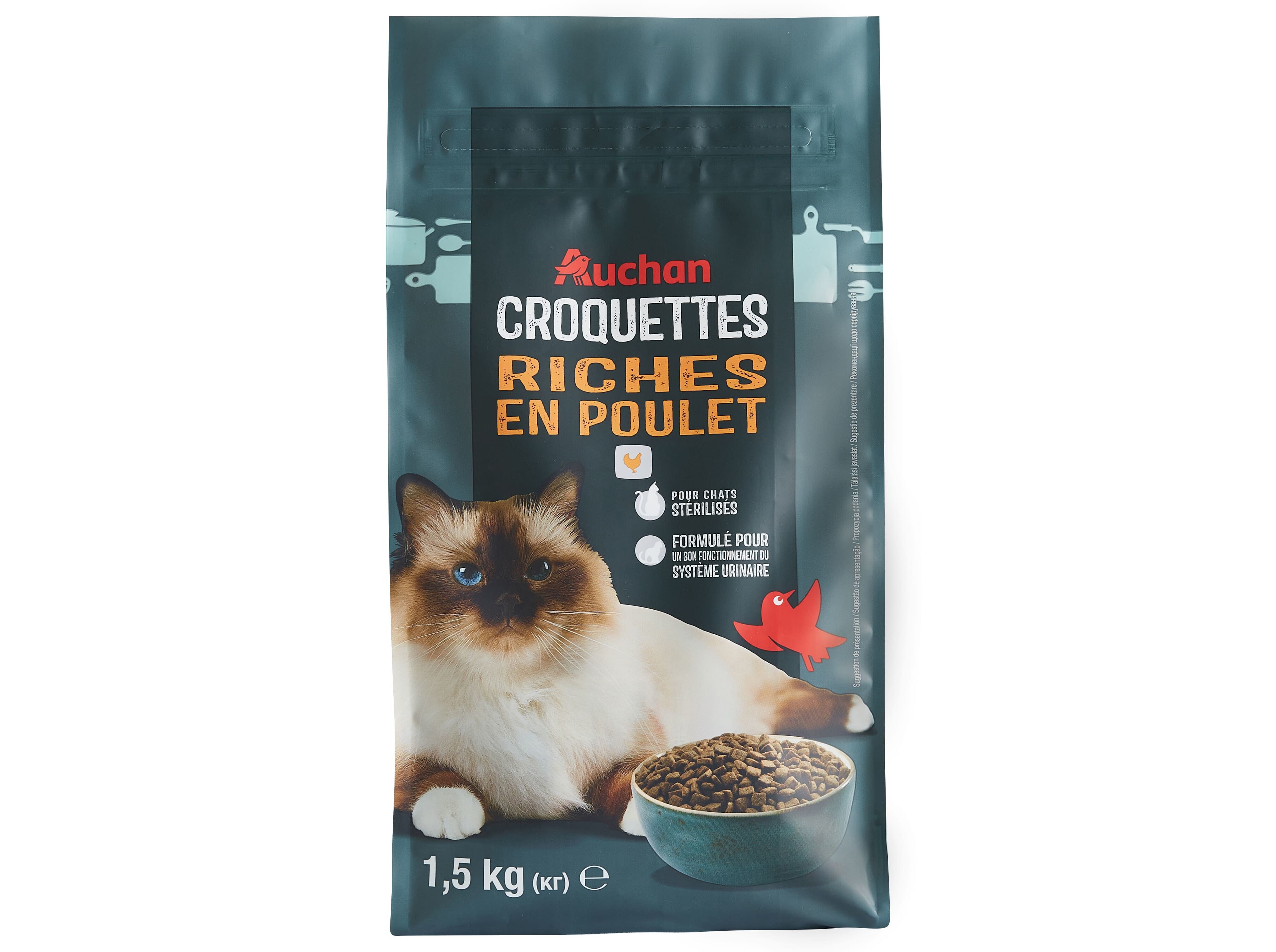 RA&Ccedil;&Atilde;O PARA GATO AUCHAN ESTERILIZADO RICO EM FRANGO FRESCO 1.5KG image number 0