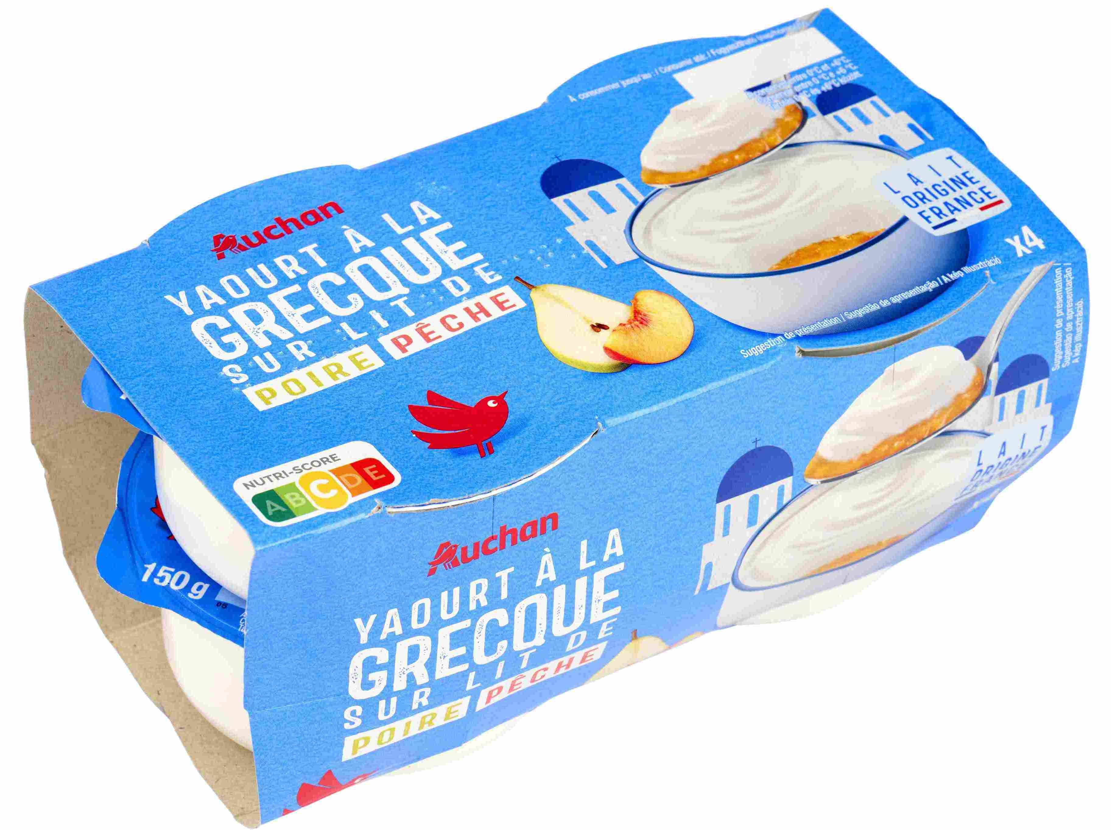 IOGURTE AUCHAN GREGO PERA E P&Ecirc;SSEGO 4X150G