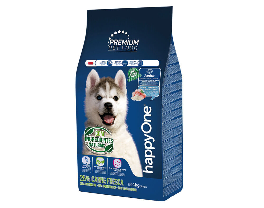 RA&Ccedil;&Atilde;O PARA C&Atilde;O HAPPYONE PREMIUM J&Uacute;NIOR CARNE FRESCA 4KG